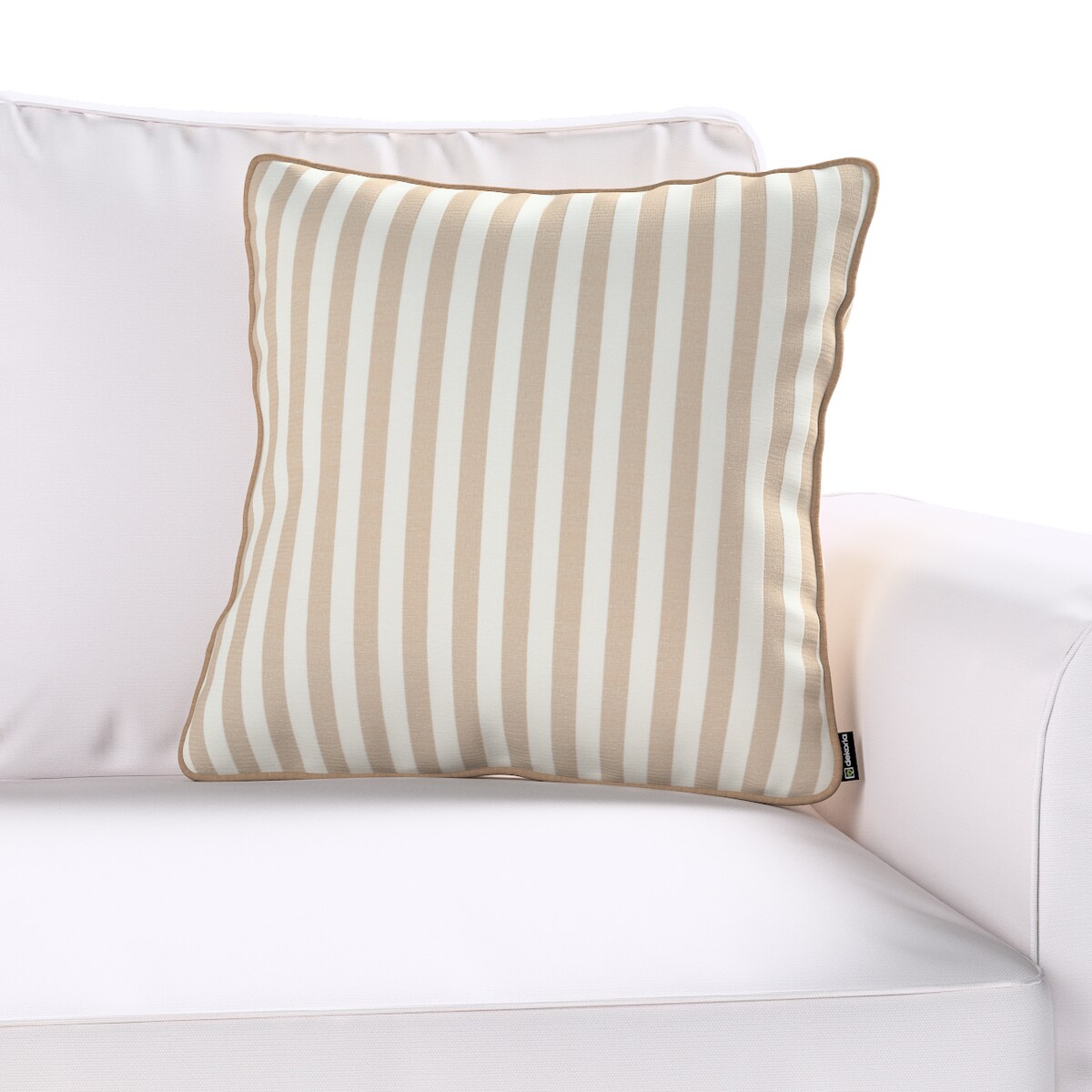 Poszewka Gabi na poduszkę 60x60 beżowo-białe pasy (1,5cm)