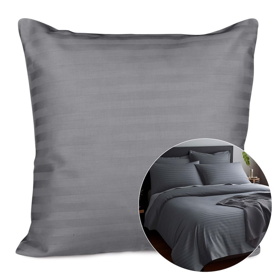 Poszewka satyna bawełniana 40x40 Cizgili kolor antracyt