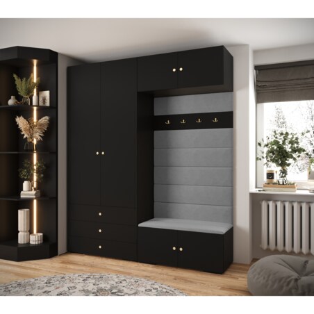 Garderoba do przedpokoju INOVA 2 Z12 czarny+złoty+manila16