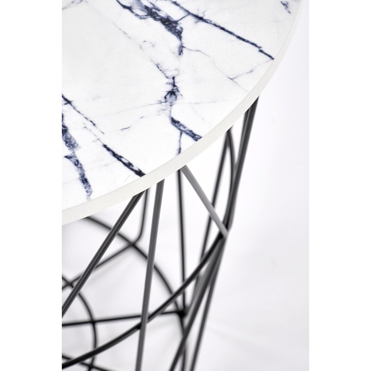 STOLIK KAWOWY Rissa BIAŁY BLAT czarna podstawa WZÓR MARMUR