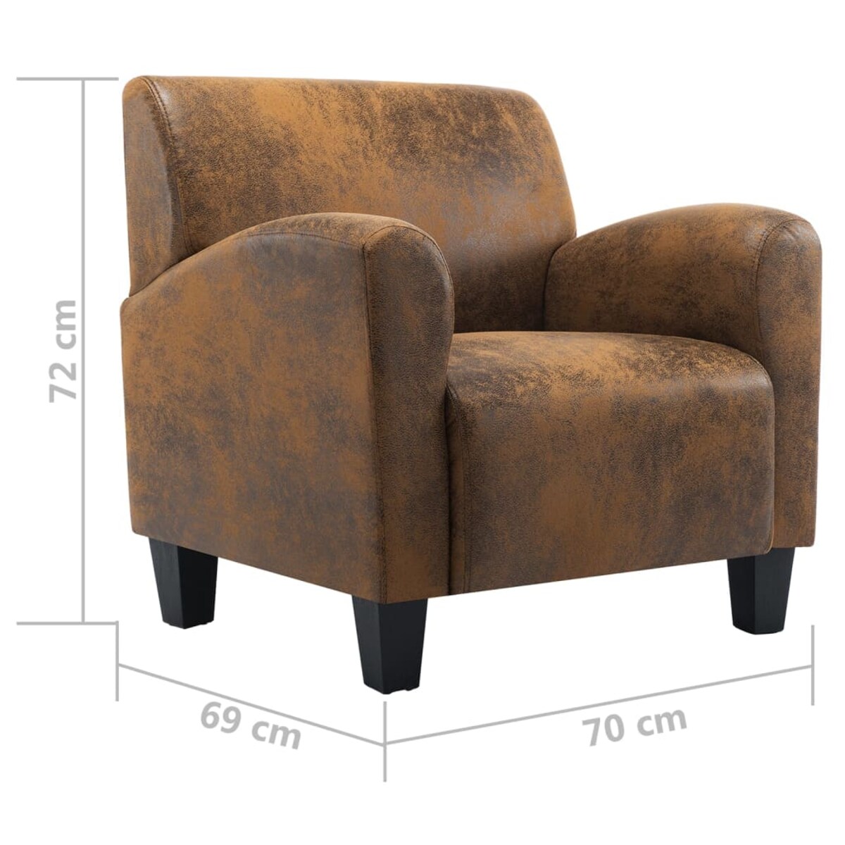 vidaXL Sofa Chair Brown 70x69x72 cm Skóra syntetyczna zamszowa