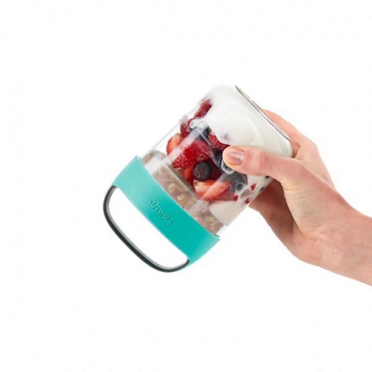LÉKUÉ TO GO szczelny pojemnik na przekąski 400 ml, turkusowy