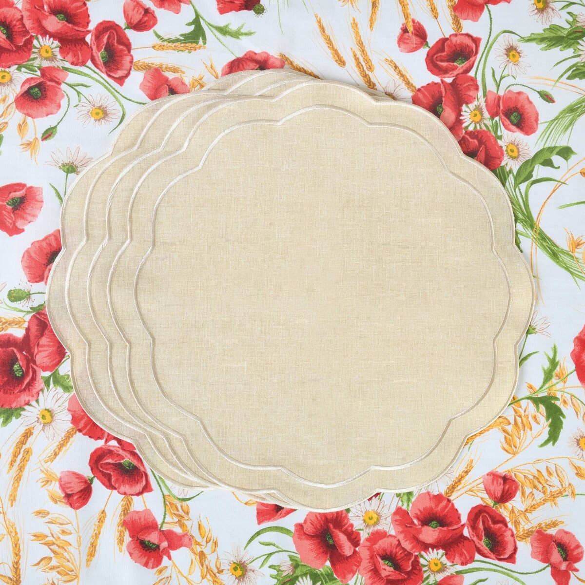 Haftowane podkładki Beige Petali - 4 sztuki