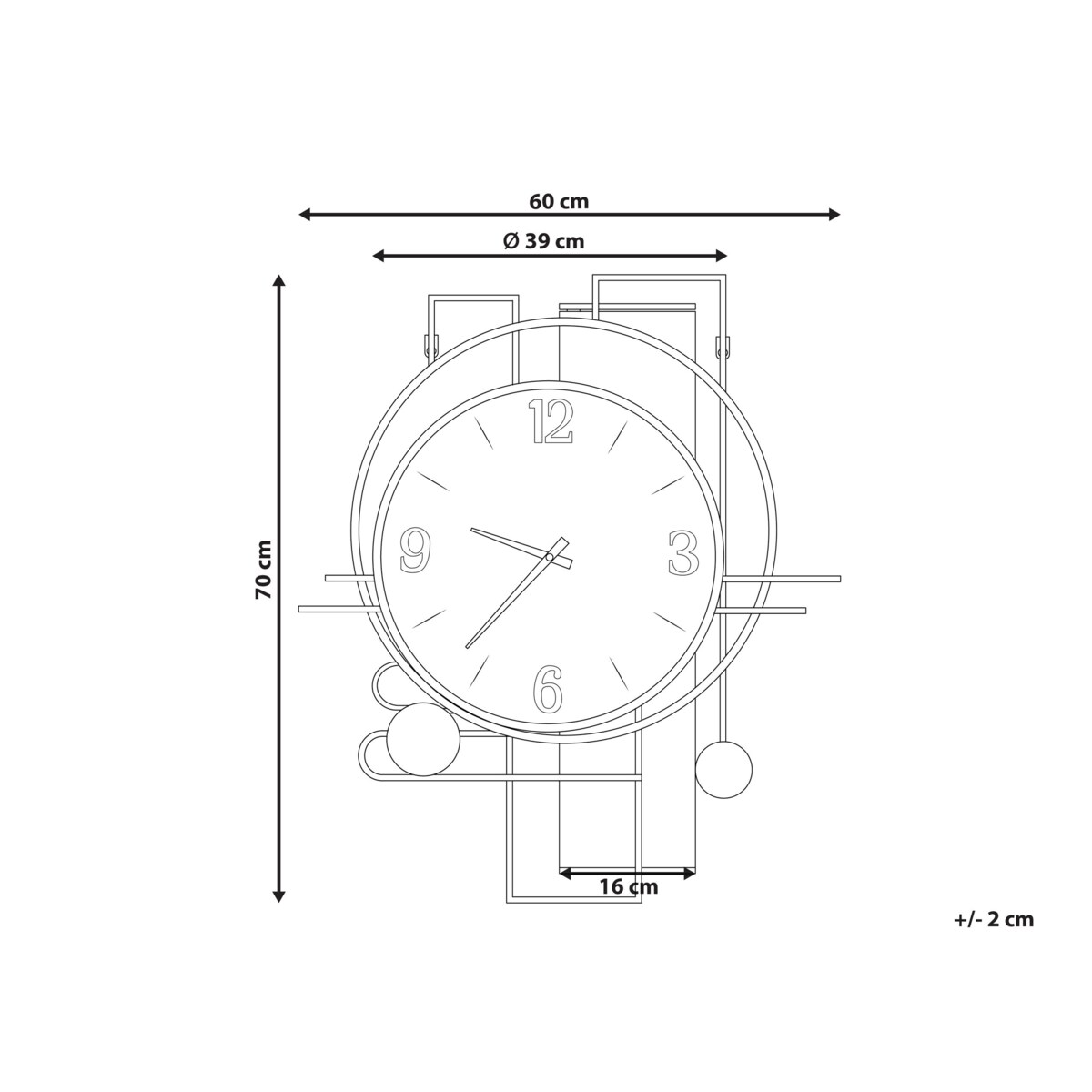 Zegar ścienny 60 x 70 cm wielokolorowy TAVEL