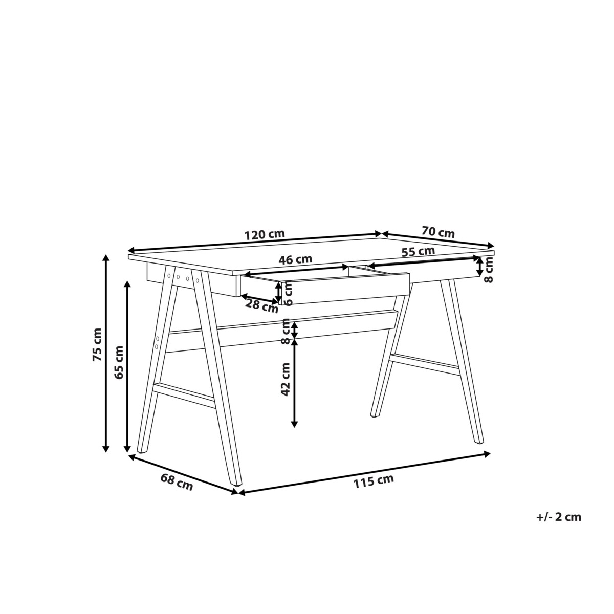 Biurko z szufladami 120 x 70 cm jasne drewno SHESLAY