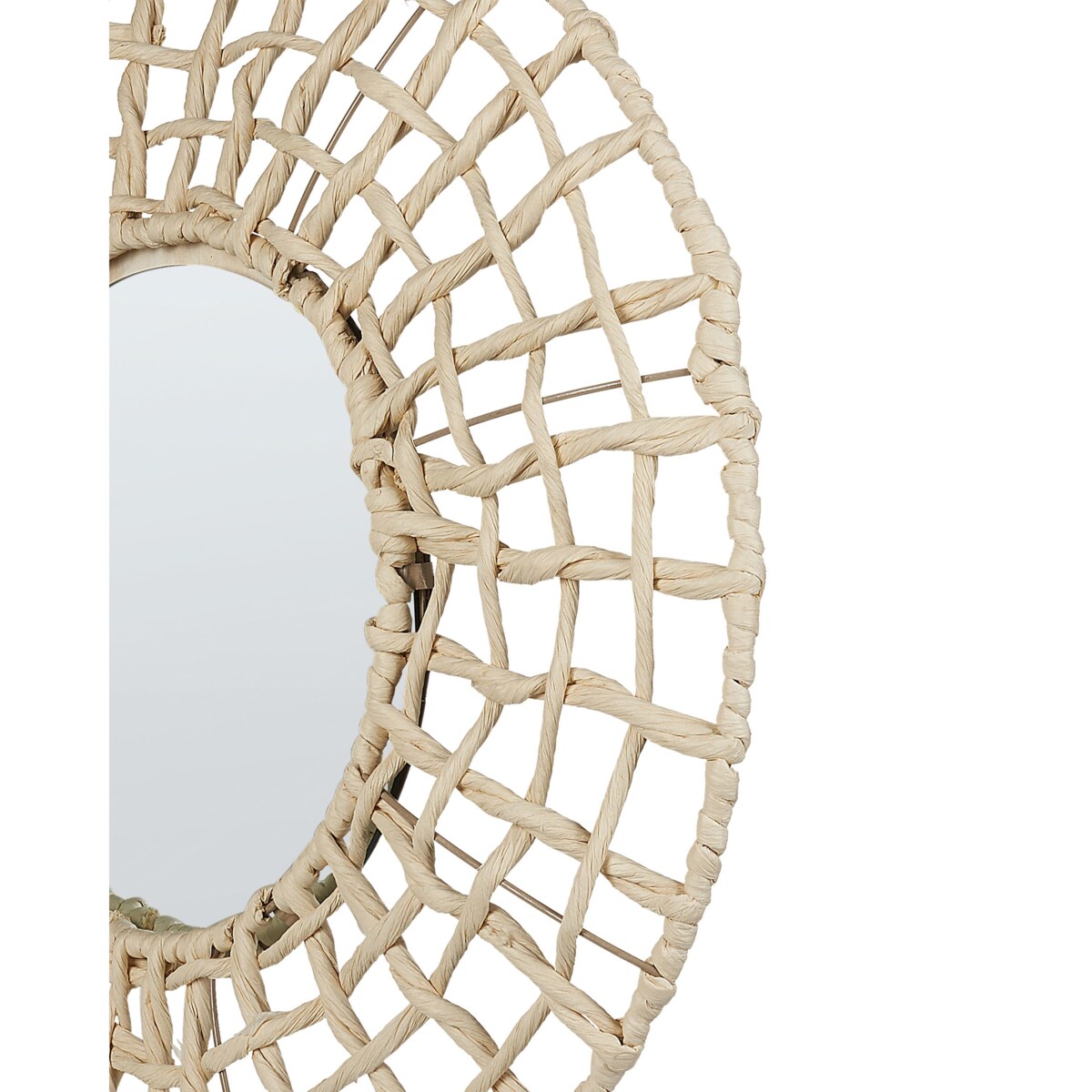 Okrągłe lustro ścienne w plecionej ramie ⌀ 60 cm naturalne PALACI