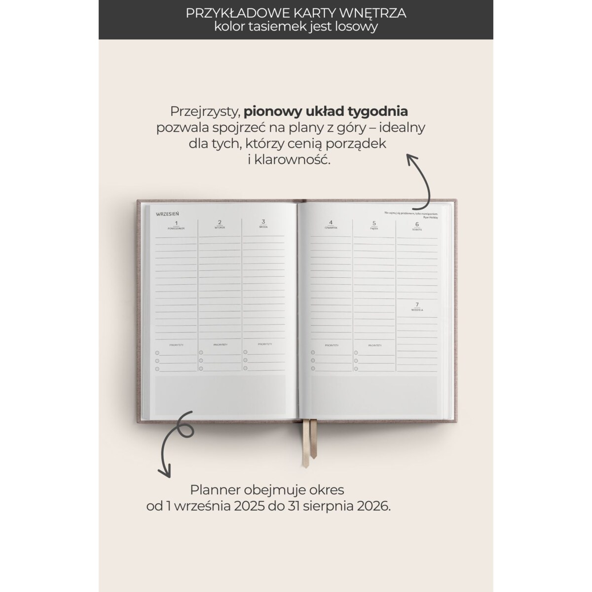 AKADEMICKI PLANNER KSIĄŻKOWY 2025/2026. Indigo Mist