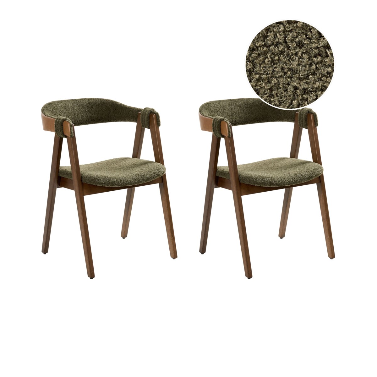 Zestaw 2 krzeseł do jadalni DAY Boucle Ciemny brąz/ zielony