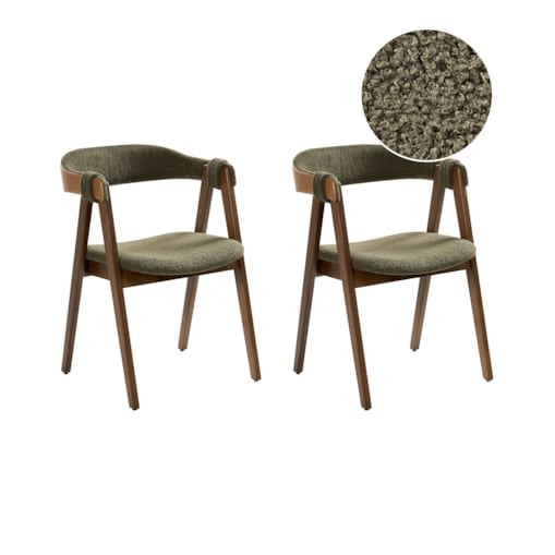 Zestaw 2 krzeseł do jadalni DAY Boucle Ciemny brąz/ zielony