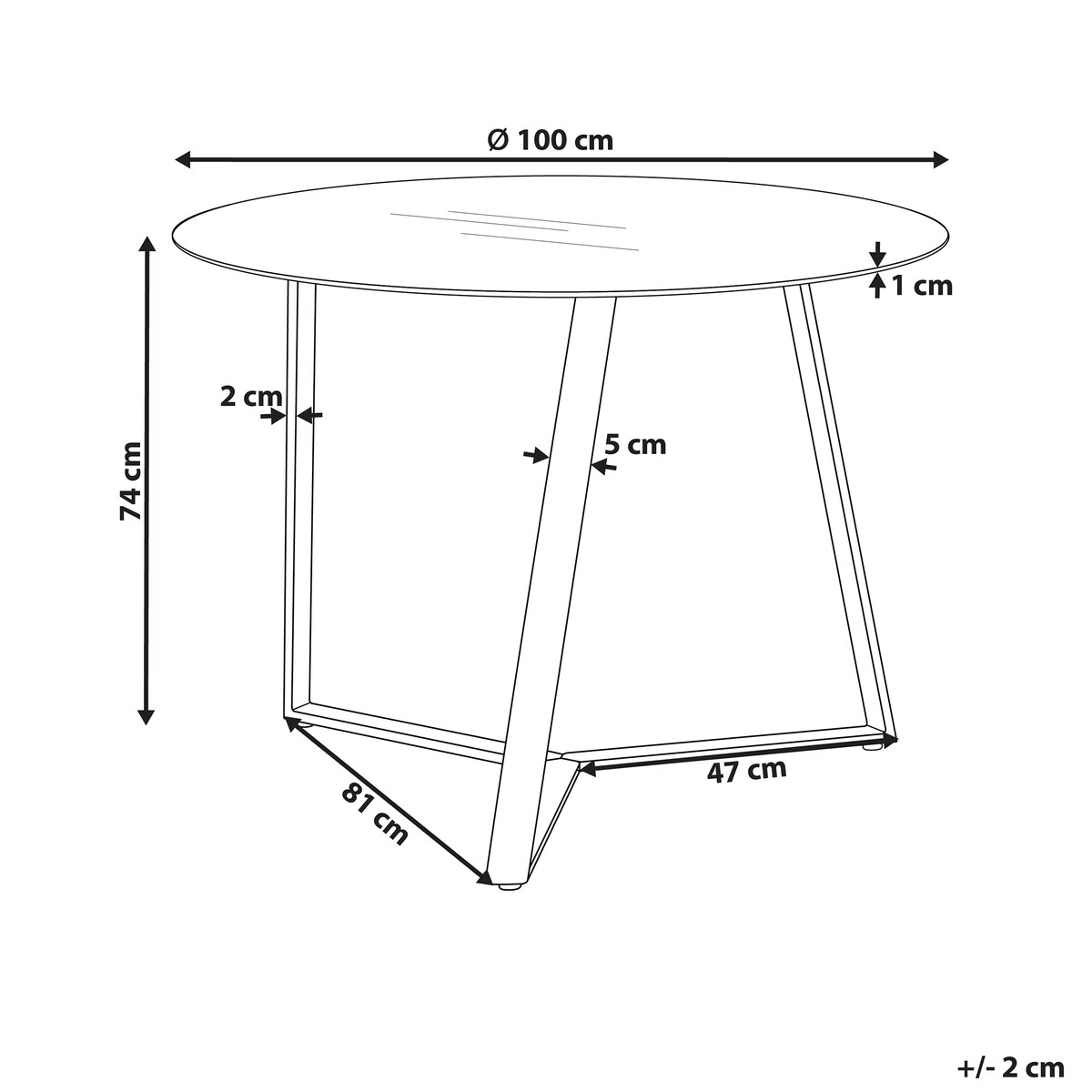 Stół do jadalni KEBRI Czarny 100 cm 100 cm Szkło hartowane