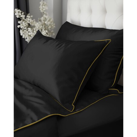 Pościel Pure z Makosatyny bawełnianej 160x200 Czarna Premium