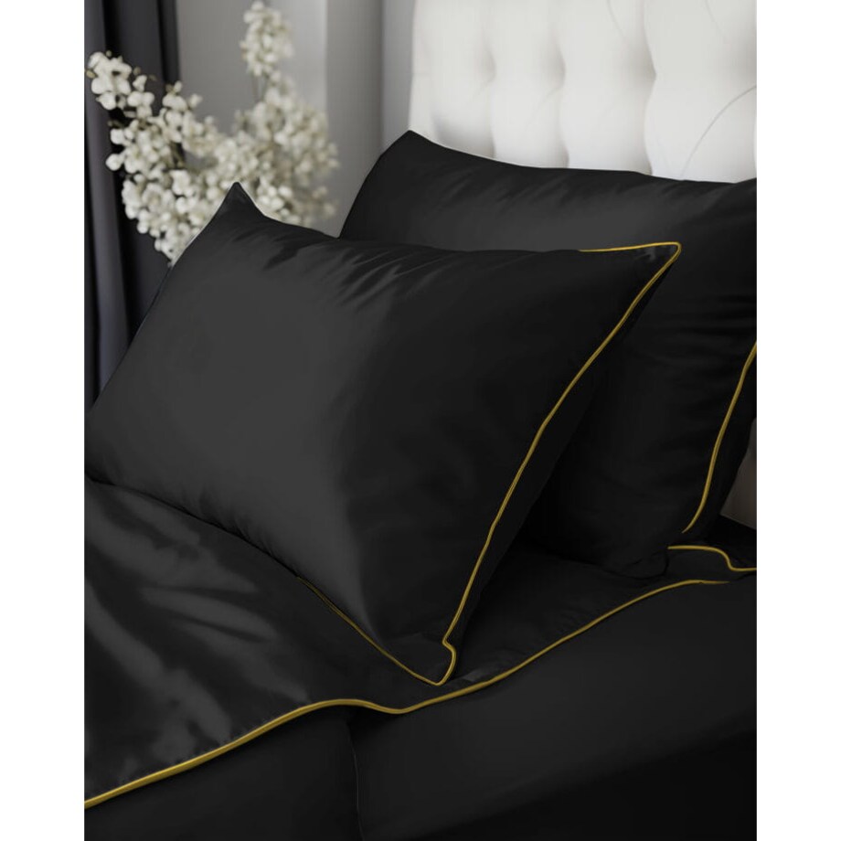Pościel Pure z Makosatyny bawełnianej 160x200 Czarna Premium