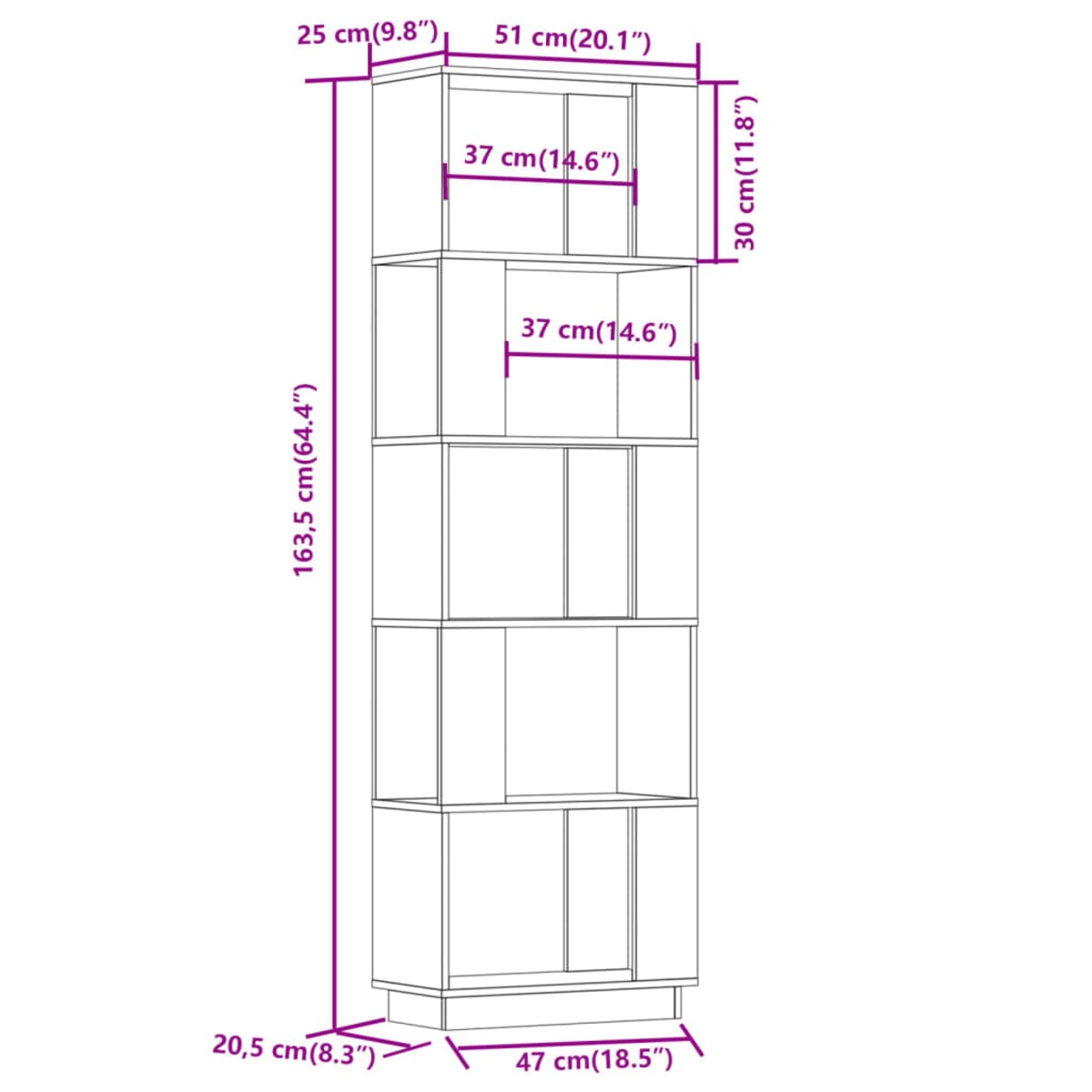 vidaXL Regał na książki/przegroda, biały, 51x25x163,5 cm, sosnowy
