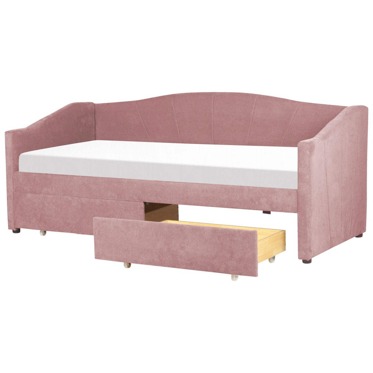 Łóżko dzienne tapicerowane 90 x 200 cm różowe VITTEL