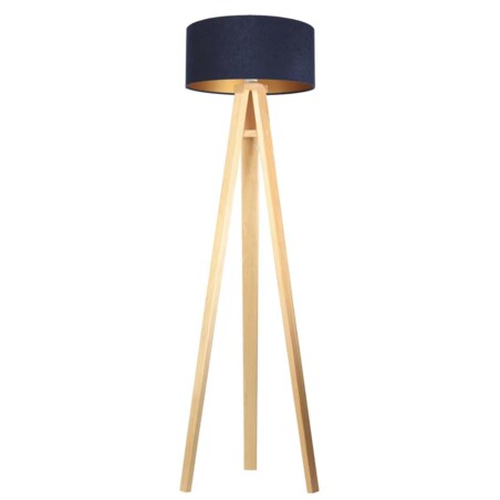 Lampa stojąca HOME 40 granatowa/złoty/sosna