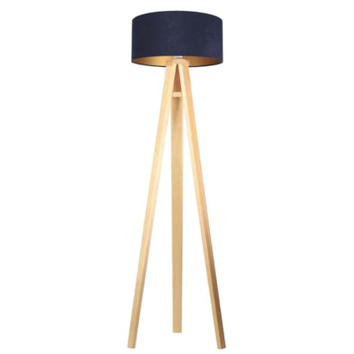 Lampa stojąca HOME 40 granatowa/złoty/sosna