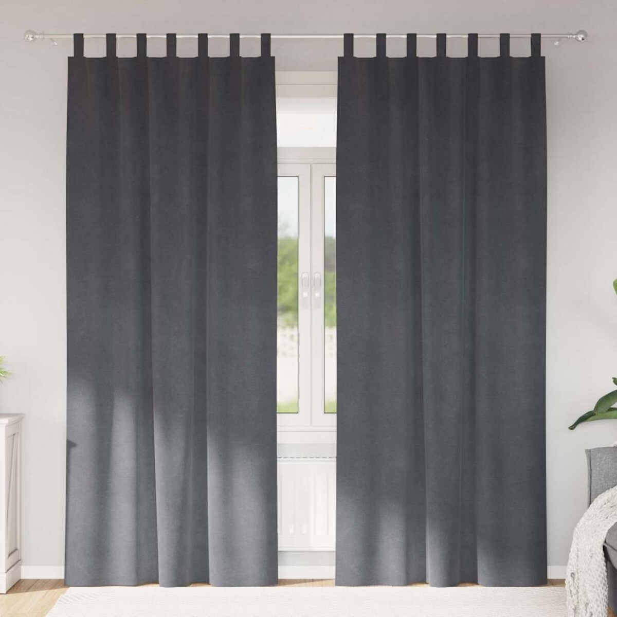 vidaXL Zasłony z zasłonami 2 pcs Jasnoszary 140 x 260 cm Aksamit