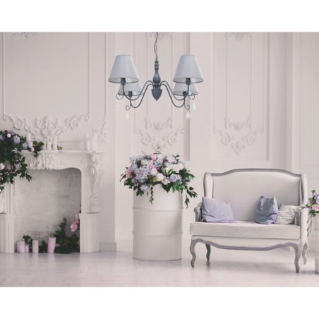 Lampa Sufitowa Wisząca Metal Kryształ Szara Grey