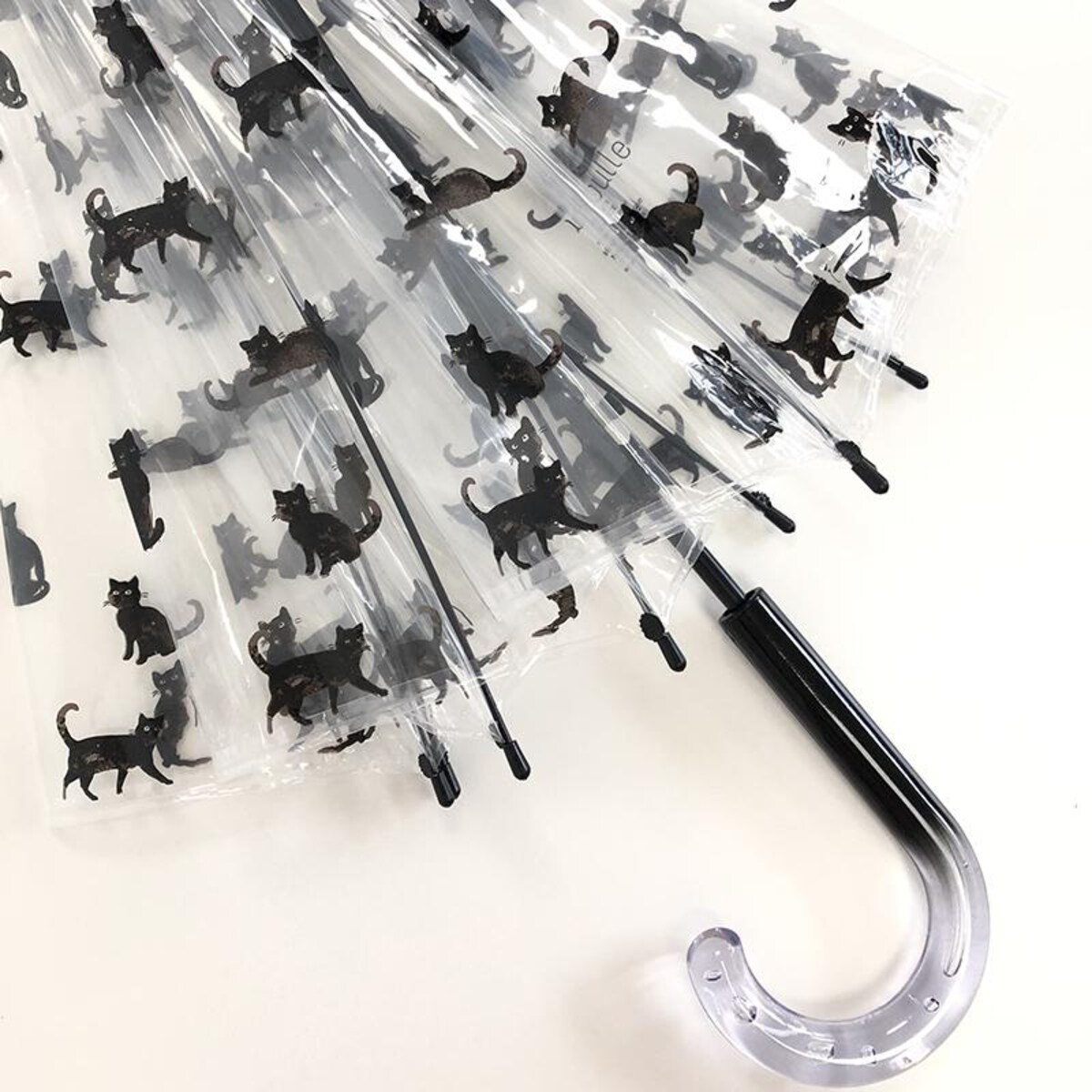 Długi parasol przezroczysty kopuła, Chat Noir