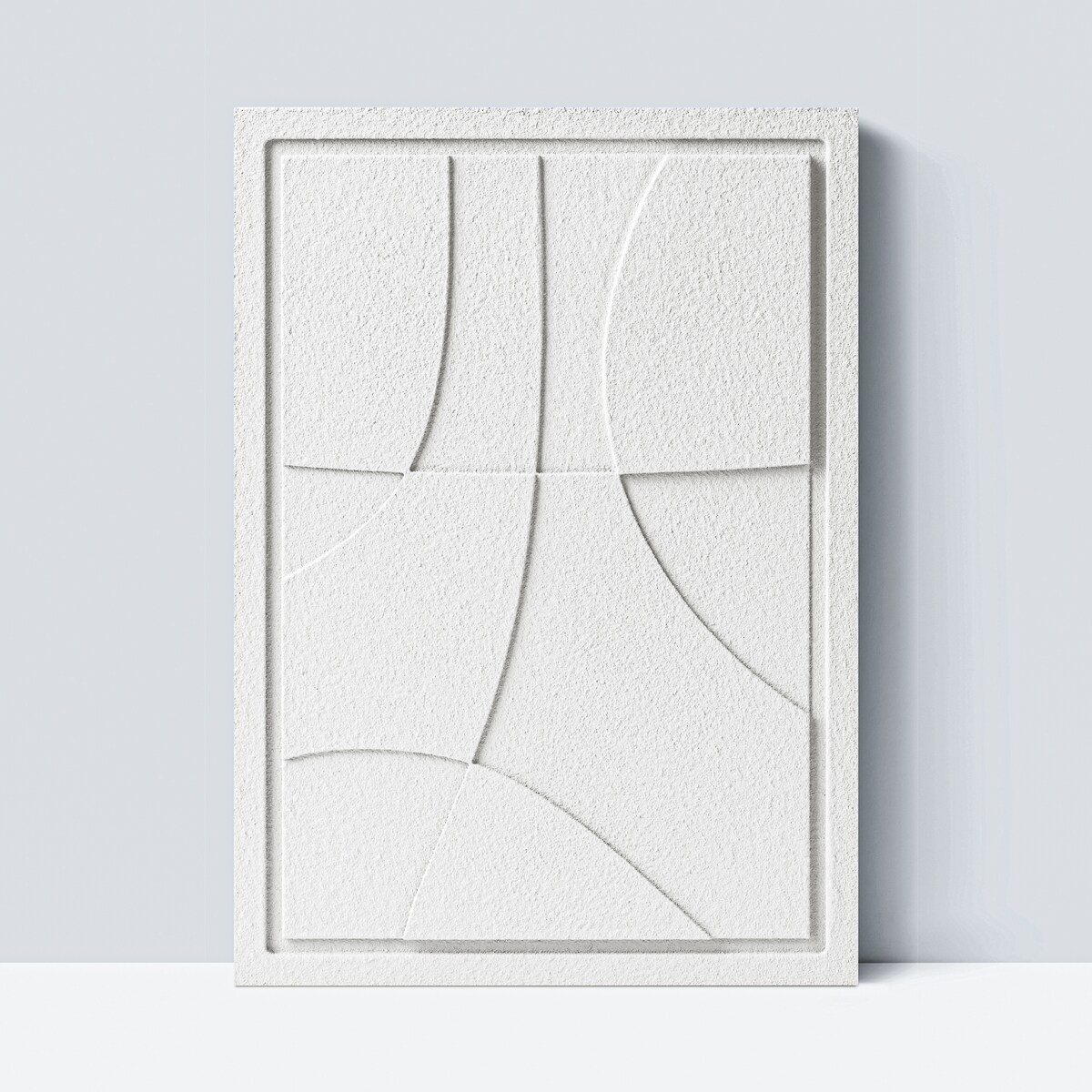 Obraz 3D 35x50cm Abstract III– Dekoracja Ścienna z Tynku Naturalnego, Bianco Minimalistyczny Relief