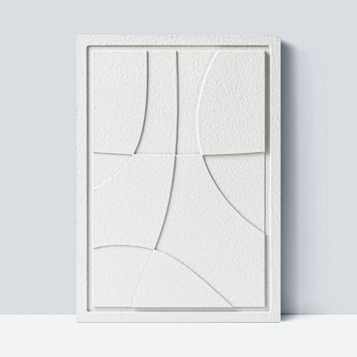 Obraz 3D 35x50cm Abstract III– Dekoracja Ścienna z Tynku Naturalnego, Bianco Minimalistyczny Relief