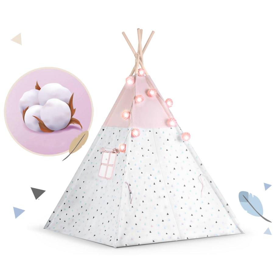 Tipi namiot wigwam dla dzieci teepee girlanda poduszki stabilizator Nukido