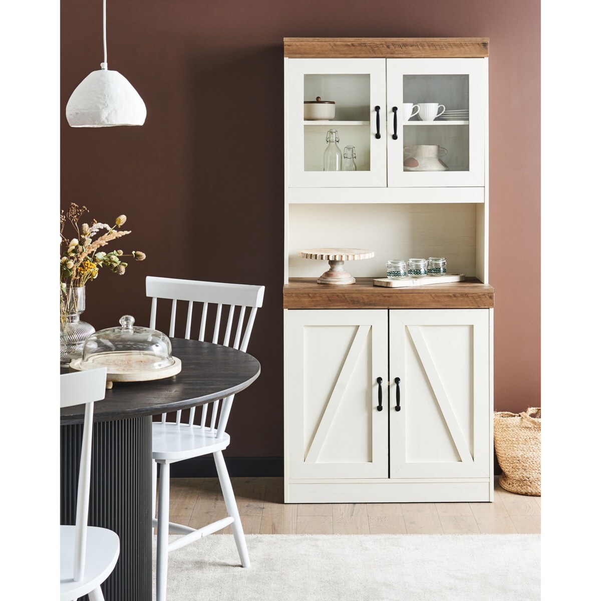 Szafka ze szklanymi drzwiami KALBARRI 80 cm 39 cm Złamana biel