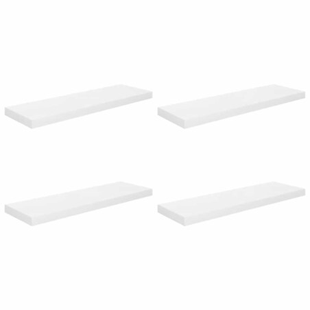 vidaXL Półki ścienne, 4 szt, wysoki połysk, białe, 80x23,5x3,8 cm, MDF