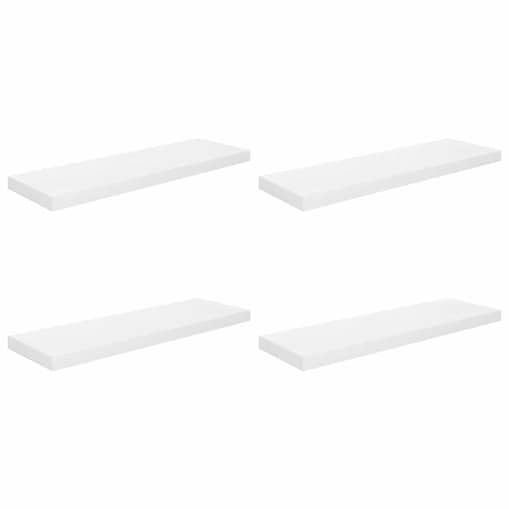 vidaXL Półki ścienne, 4 szt, wysoki połysk, białe, 80x23,5x3,8 cm, MDF