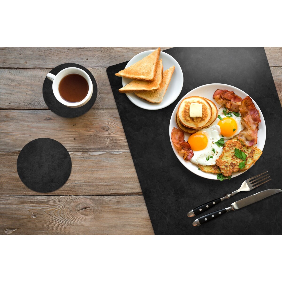 Komplet mat pod talerz Czarny kamień, 6 szt. 45x30cm