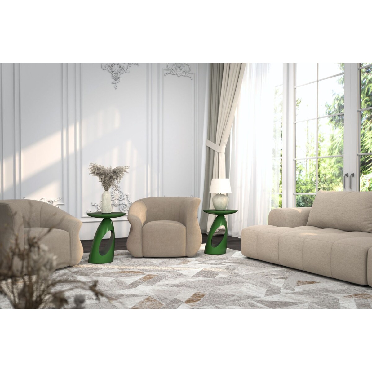 Stolik drewniany różne kolory Island, kolor groszkowa zieleń