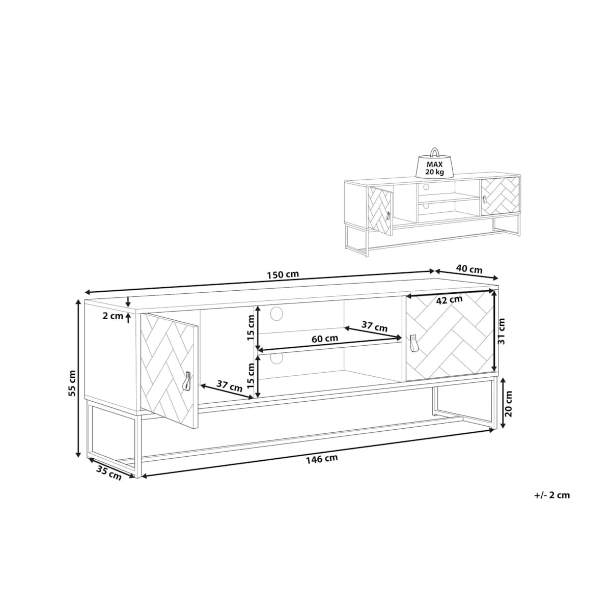Szafka RTV ciemne drewno z białym NUEVA