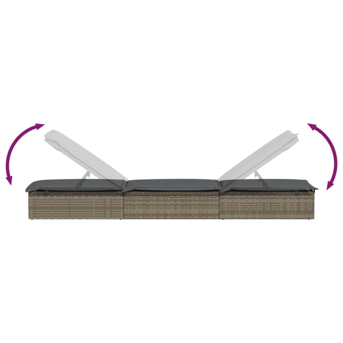 vidaXL Leżak ze stolikiem, 1 szt., szary, polirattan