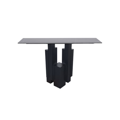 Konsola nowojorska czarna z kamiennym blatem marmurowym Loftowa Premium 120x30x80