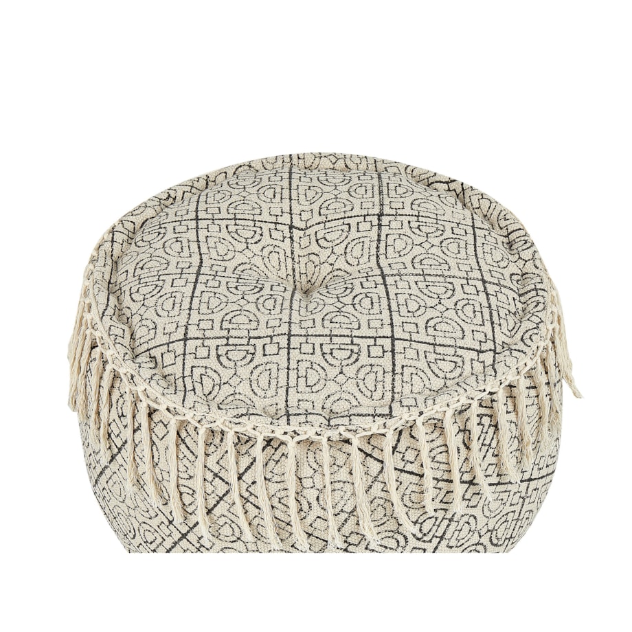 Puf bawełniany 50 x 30 cm beżowo-czarny SONATI