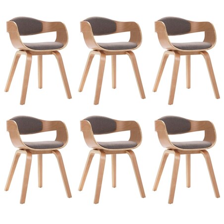 vidaXL Krzesła stołowe, 6 szt., gięte drewno i tkanina w kolorze taupe