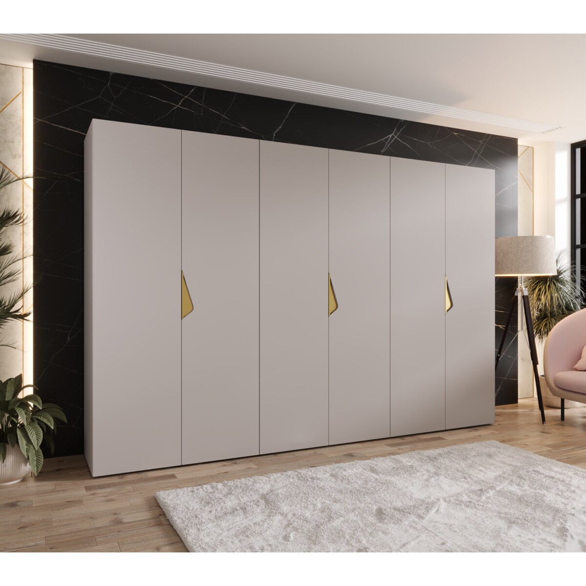 Szafa uchylna Sandi 1 300 (3X100) wys 202 cm Kaszmir + u Złoty