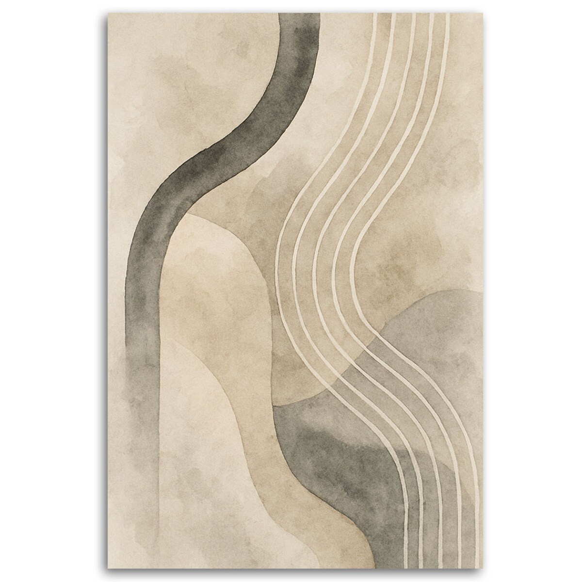 Feeby Obraz do salonu, Abstrakcyjne Linie Akwarela Beż 70x100