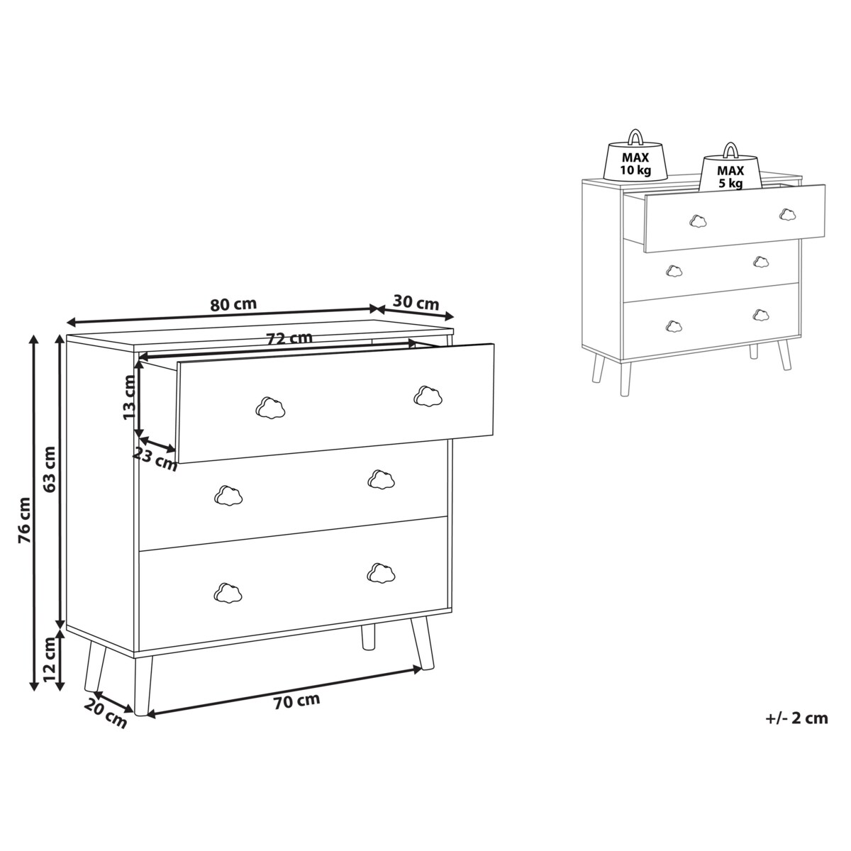 Komoda jasne drewno z białym CLOUDY