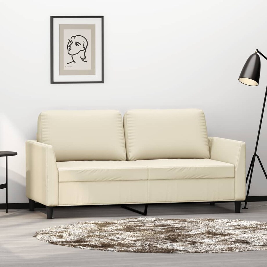 vidaXL 2-osobowa sofa, kremowy, 140 cm, sztuczna skóra