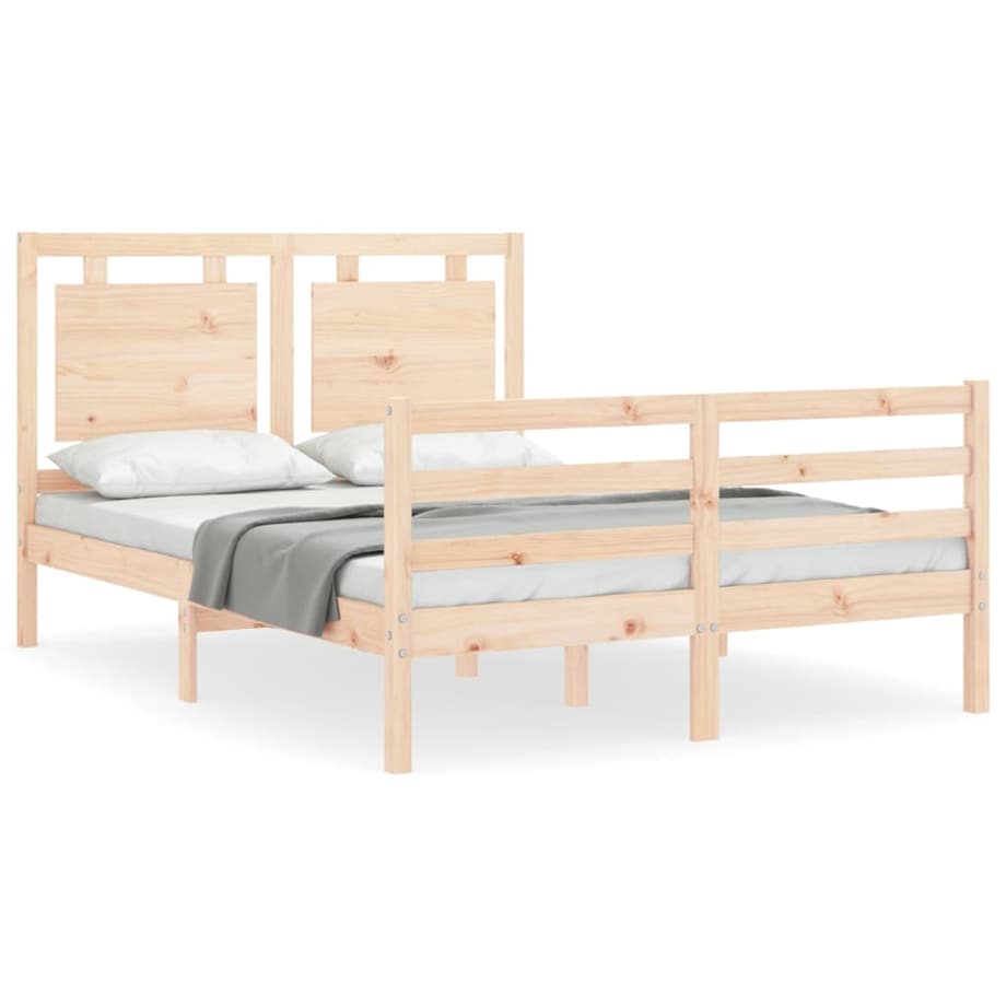 vidaXL Rama łóżka z wezgłowiem, lite drewno