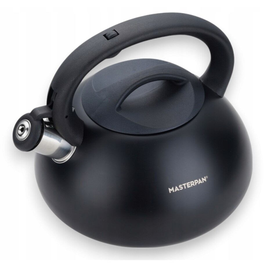 Duży Czarny Tradycyjny Czajnik Z Gwizdkiem Stalowy 3L Na Indukcję Gaz