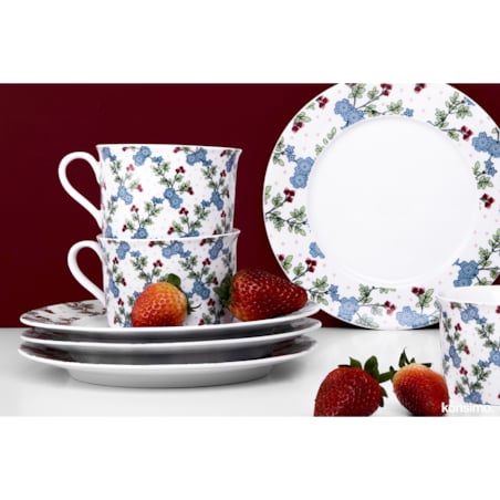 Konsimo IRIS Talerz obiadowy, biały/niebieski/zielony/różowy