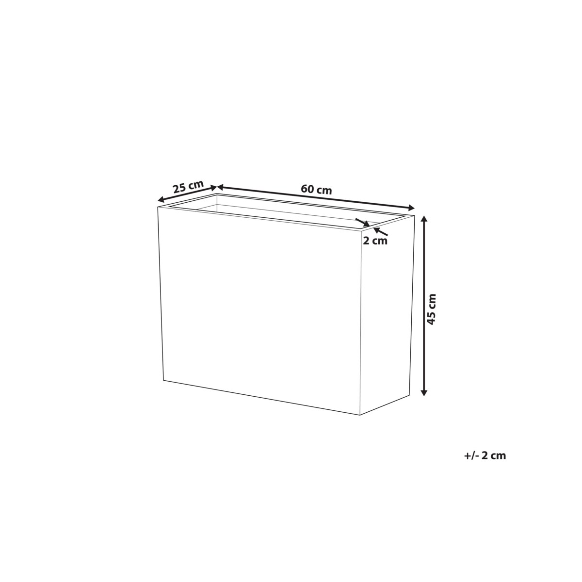 Doniczka 25 x 60 x 45 cm szara EDESSA