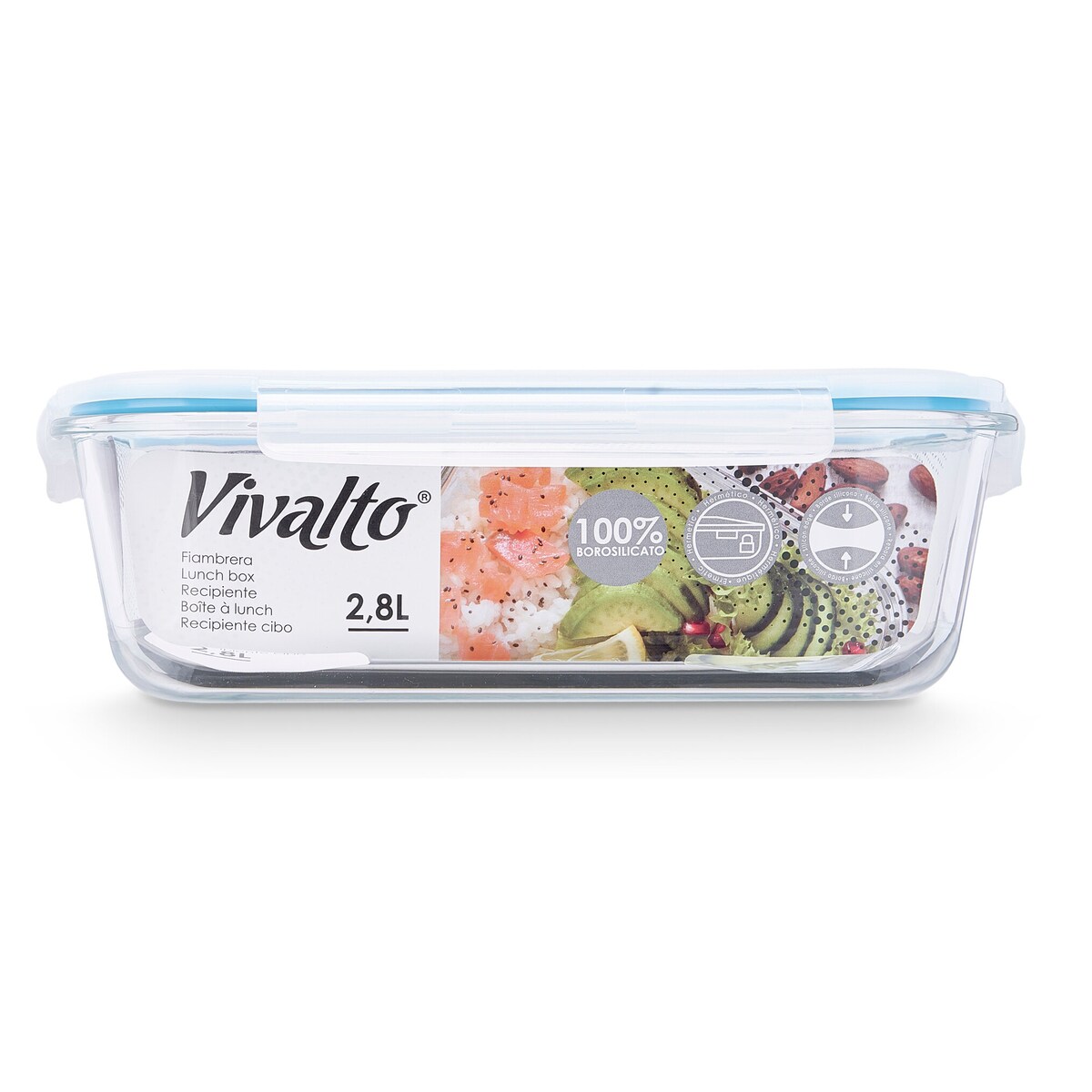 Szklany pojemnik na żywność hermetyczny LUNCH BOX, 2,8 l