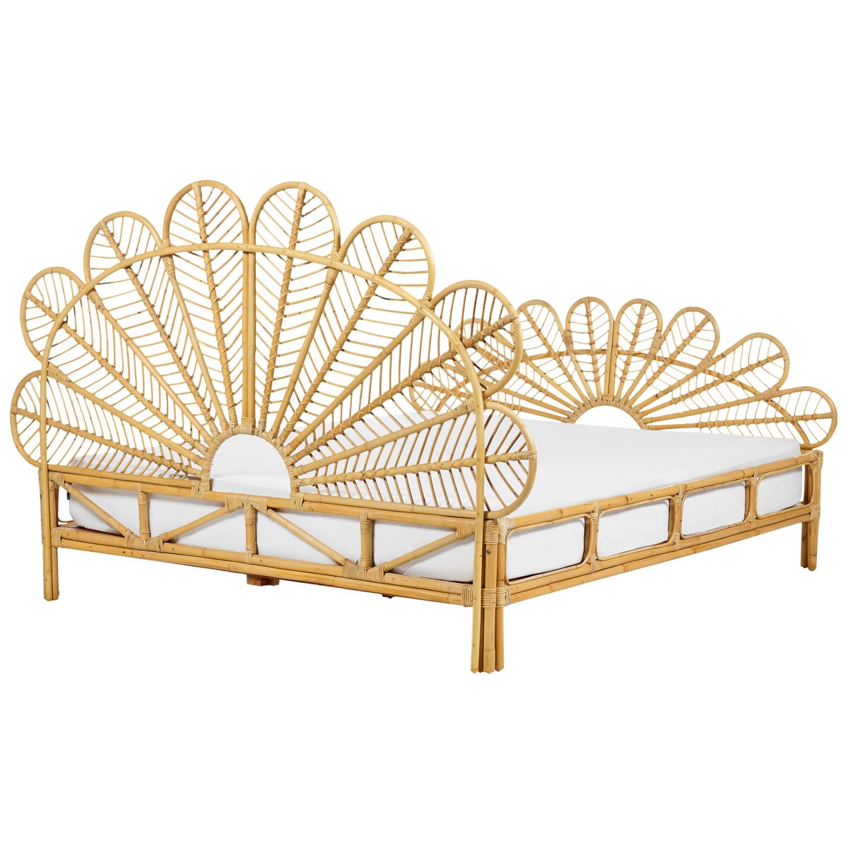 Łóżko Rattan FLORENTINE 160 x 200 cm Jasnobrązowy