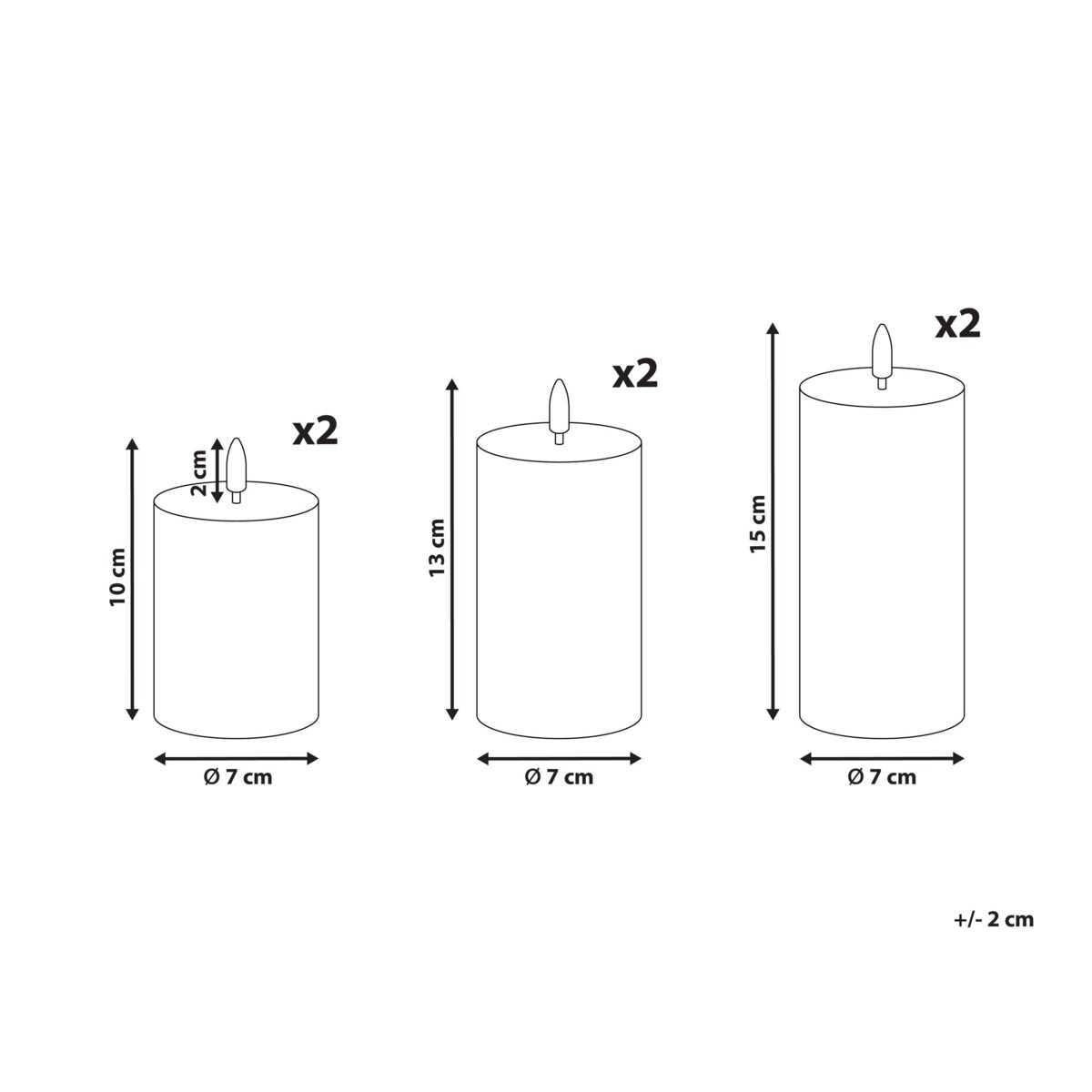 Zestaw 6 świec LED BRAISE 10/13/15 cm Beżowy