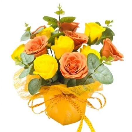 BUKIET Z MYDLANYCH PACHNĄCYCH KWIATÓW na prezent upominek Wielkanoc święta