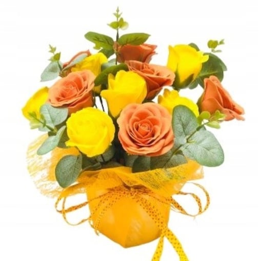 BUKIET Z MYDLANYCH PACHNĄCYCH KWIATÓW na prezent upominek Wielkanoc święta