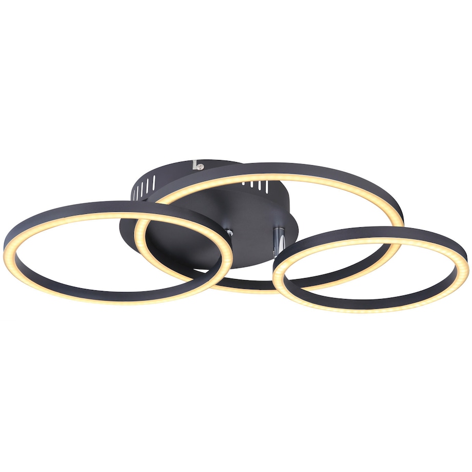 LAMPA sufitowa KENDY 67233-30S Globo metalowa OPRAWA geometryczna LED 30W 3000K pierścienie czarne rings